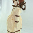 Laden Sie das Bild in den Galerie-Viewer, Puppe mit braun beigen Kleid / Porzellankopf & Stoffkörper / ca. 45 cm