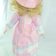Laden Sie das Bild in den Galerie-Viewer, Puppe mit rosa blauem Kleid & Hut / Porzellankopf & Stoffkörper / ca. 40 cm