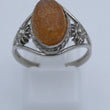 Laden Sie das Bild in den Galerie-Viewer, Vintage Damenring 925er Silber mit Bernstein 54 17,2 mm Ø