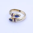 Laden Sie das Bild in den Galerie-Viewer, Vintage Damenring mit Rubin,Saphir&Diamant. / 585er-14K Gelbgold 55 17,5 mm Ø