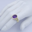 Laden Sie das Bild in den Galerie-Viewer, Vintage Damen Ring 585er 14 Karat Gelbgold mit Amethyst 55 17,5 mm Ø