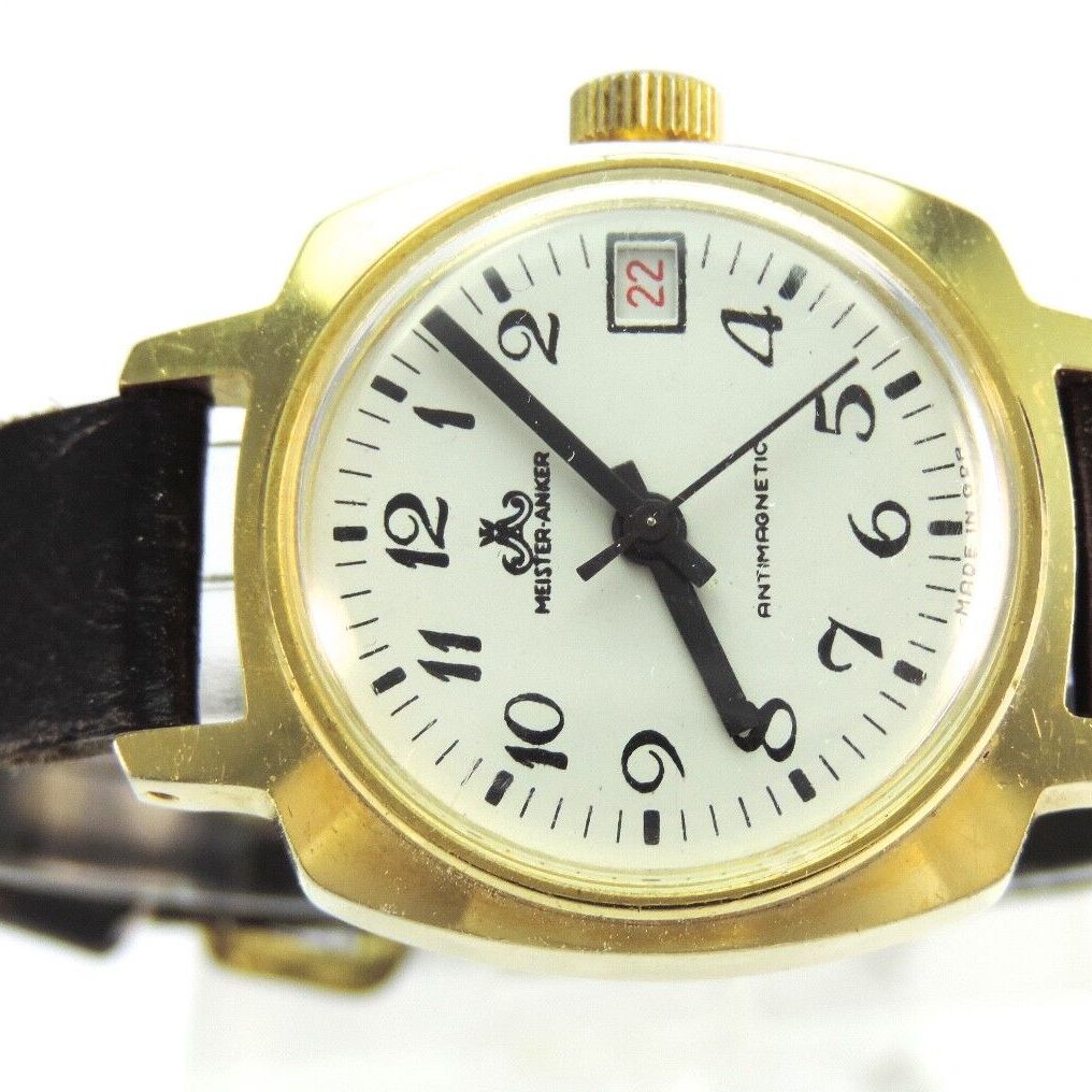 Vintage Meister Anker antimagnetic Handaufzug Damen Armbanduhr made in GDR