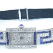 Laden Sie das Bild in den Galerie-Viewer, Art-Deco Damen Platin Armbanduhr mit Diamanten&Saphir