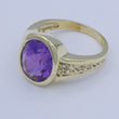 Laden Sie das Bild in den Galerie-Viewer, Vintage Damen Ring 585er 14 Karat Gelbgold mit Amethyst 55 17,5 mm Ø