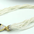 Laden Sie das Bild in den Galerie-Viewer, Vintage Collier - Strasstein & Farbstein in Perlenoptik / Vergoldet / ca. 40 cm