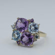 Laden Sie das Bild in den Galerie-Viewer, Damen Ring Topas & Amethyst 375er - 9 K Gold Gr. 57 18,1 mm Ø Wie Neu!
