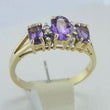 Laden Sie das Bild in den Galerie-Viewer, Vintage Damenring mit Diamanten & Amethyst / 375er 9 K Gold 52 16,5 mm Ø