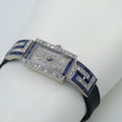 Laden Sie das Bild in den Galerie-Viewer, Art-Deco Damen Platin Armbanduhr mit Diamanten&Saphir