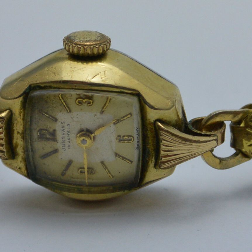 JUNGHANS 15 Jewels Damenuhr Handaufzug Edelstahl vergoldet