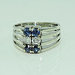 Laden Sie das Bild in den Galerie-Viewer, Vintage Damenring 750er Weißgold Diamanten ca. 0.40ct. & Saphir-56 17,8 mm Ø *