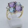 Laden Sie das Bild in den Galerie-Viewer, Damen Ring Topas & Amethyst 375er - 9 K Gold Gr. 57 18,1 mm Ø Wie Neu!