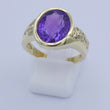 Laden Sie das Bild in den Galerie-Viewer, Vintage Damen Ring 585er 14 Karat Gelbgold mit Amethyst 55 17,5 mm Ø