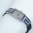 Laden Sie das Bild in den Galerie-Viewer, Art-Deco Damen Platin Armbanduhr mit Diamanten&Saphir