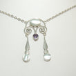 Laden Sie das Bild in den Galerie-Viewer, Vintage Damen Collier 835er Silber mit Amethyst & Perlmutt