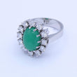 Laden Sie das Bild in den Galerie-Viewer, Damenring 585er-14K Weißgold mit Diamanten & Smaragd ca.1.2 ct./ 57 18,1 mm Ø