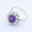 Laden Sie das Bild in den Galerie-Viewer, Vintage Damenring mit Perlen & Amethyst / 585er Gold 14 Karat - 56 17,8 mm Ø