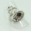 Laden Sie das Bild in den Galerie-Viewer, Vintage Damen Schlangen Ring mit Onyxstein / 925er Silber - 57 18,1 mm Ø