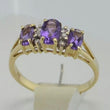 Laden Sie das Bild in den Galerie-Viewer, Vintage Damenring mit Diamanten & Amethyst / 375er 9 K Gold 52 16,5 mm Ø
