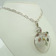 Laden Sie das Bild in den Galerie-Viewer, Damen 835er Silber Halskette & Muschelanhänger mit Halbedelsteinen 925er Silber