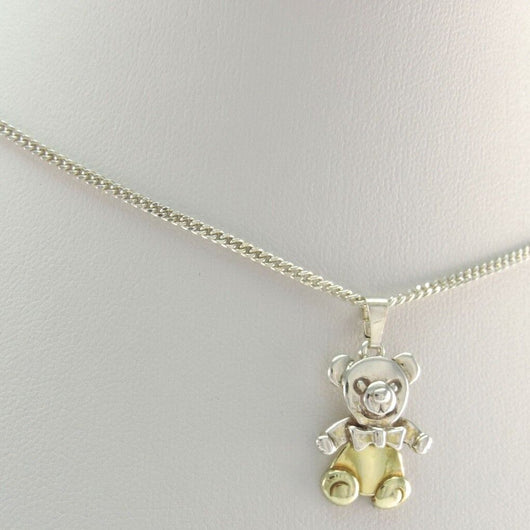 Modische 925er Silber Kette mit Teddybär Anhänger