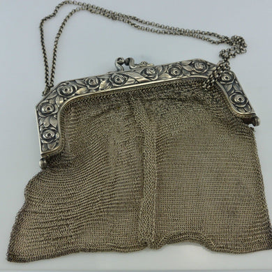 antike Alpacca Kettentasche - ca. 1900 - Versilbert