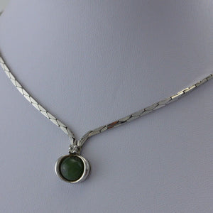 elegantes Collier mit Olivenit und Zirkonia / 925 Silber / 40,0 cm