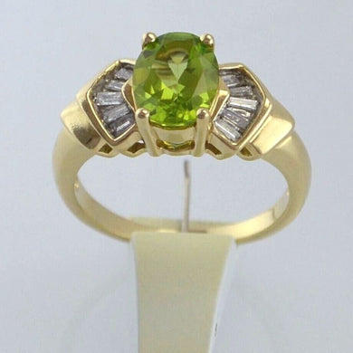 Vintage Damenring mit Peridot& Diamanten ca,1.0 ct /585er 14 Karat Gelbgold