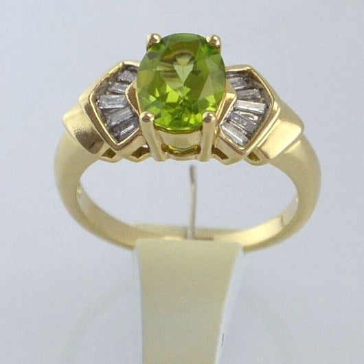 Vintage Damenring mit Peridot& Diamanten ca,1.0 ct /585er 14 Karat Gelbgold