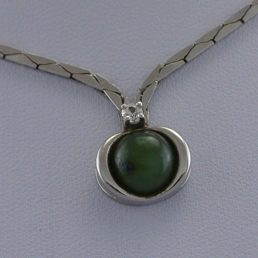 elegantes Collier mit Olivenit und Zirkonia / 925 Silber / 40,0 cm