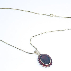 Vintage Kette & Anhänger mit Granat / 333er 8 Karat Gold 45cm