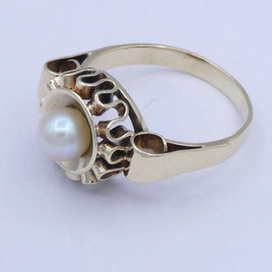 Vintage Damenring 333er 8 K Gold mit Perle - 50 15,9 mm Ø *