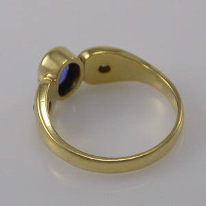 Vintage Damenring mit Diamant & Saphir / 585er 14 K Gold 54 17,2 mm Ø *