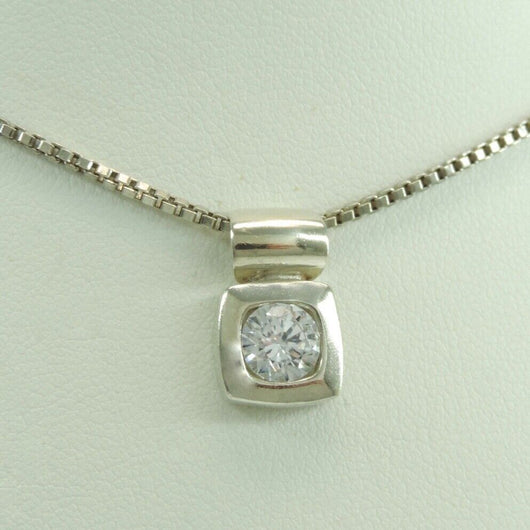 Vintage Damen 925er Silber Kette mit Zirkonia Anhänger