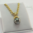 Laden Sie das Bild in den Galerie-Viewer, Vintage 585er 14 K Gold Kette &amp; Anhänger mit Tahitiperle Ø 12,6mm &amp; Brillanten
