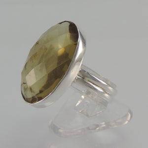 Solitär-Ring - mit großem Rauchquarz/ 925er Silber Ringgröße 61 19,4 mm Ø