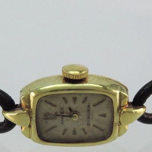 Anker Handaufzug 21 Rubis Damen Armbanduhr 585er Gelbgold 14 Karat