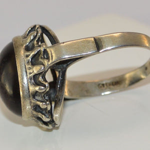 Vintage Damenring Tigerauge / 925 Silber 62 19,7 mm Ø