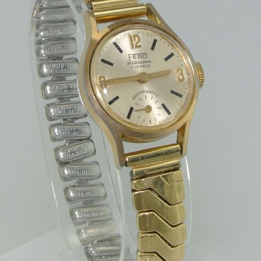 FERO Feldmann 17 Jewels Antimagnetic - Damenuhr / Handaufzug / vergoldet