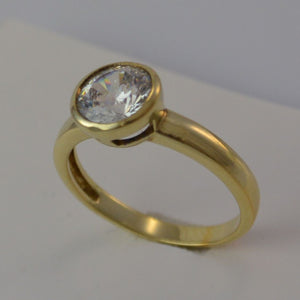 Solitär-Ring - mit Zirkonia / 925er Silber - vergoldet