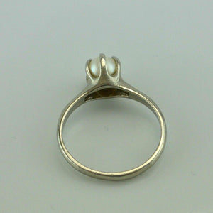 Vintage Damenring mit Perle / 375er 10 Karat Gold 53 16,8 mm Ø *