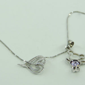 Vintage Damen Halskette 925er Silber & Anhänger mit Amethyst