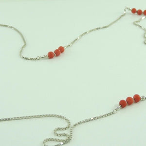 Vintage Damen 925er Silber Collier mit Koralle