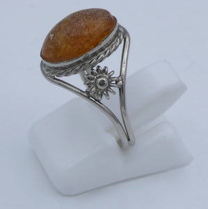 Vintage Damenring 925er Silber mit Bernstein 54 17,2 mm Ø