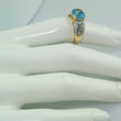 Laden Sie das Bild in den Galerie-Viewer, Damenring mit Aquamarin &amp; Diamanten - 375er 9 K Gold 53 16,8 mm Ø *
