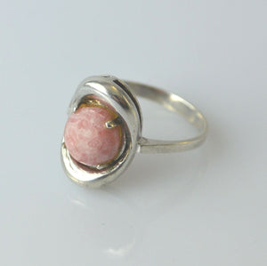 Vintage Silberring mit Rosenquarz Damen / 835 Silber