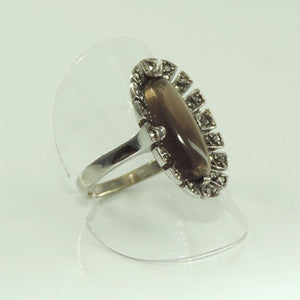 Vintage Damenring mit Farbstein und Markasiten / 800er Silber 62 19,7 mm Ø
