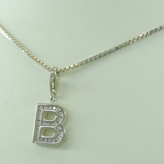 Vintage Damen 835er Silber Kette mit Zirkonia Anhänger 925er Silber 