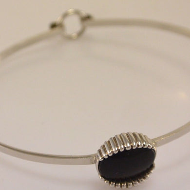 Armreif / 835er Silber / ⌀ 5,4 cm / Onyx