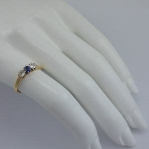 Vintage Damenring mit Saphir & Brillanten / 585er 14 Karat Gold 57 18,1 mm *