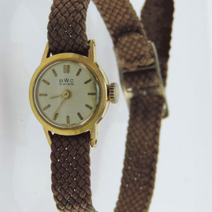 BWC Swiss Handaufzug Damen Armbanduhr vergoldet